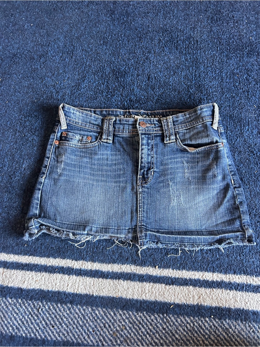 refuge Blue Distressed Denim Mini Skirt